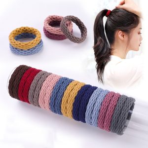 Women's Simple Basic Elastic Hair Bands 10 pcs Set